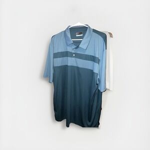 PGA Tour Polo Shirt Mens XXL 2 Toned Green Striped Short Sleeve